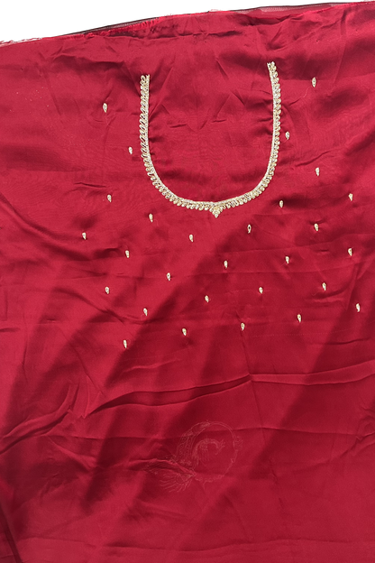 Exquisite Red Georgette Saree Peacock Emblem - Red - georgette saree | Bong Trendz