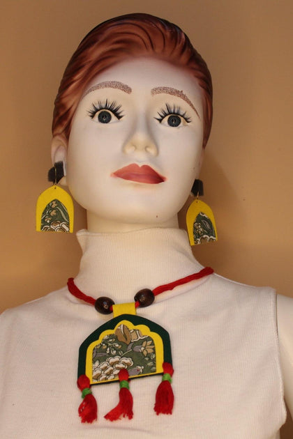 Fabric Jewellery Set 4 – Red-Yellow | Bong Trendz