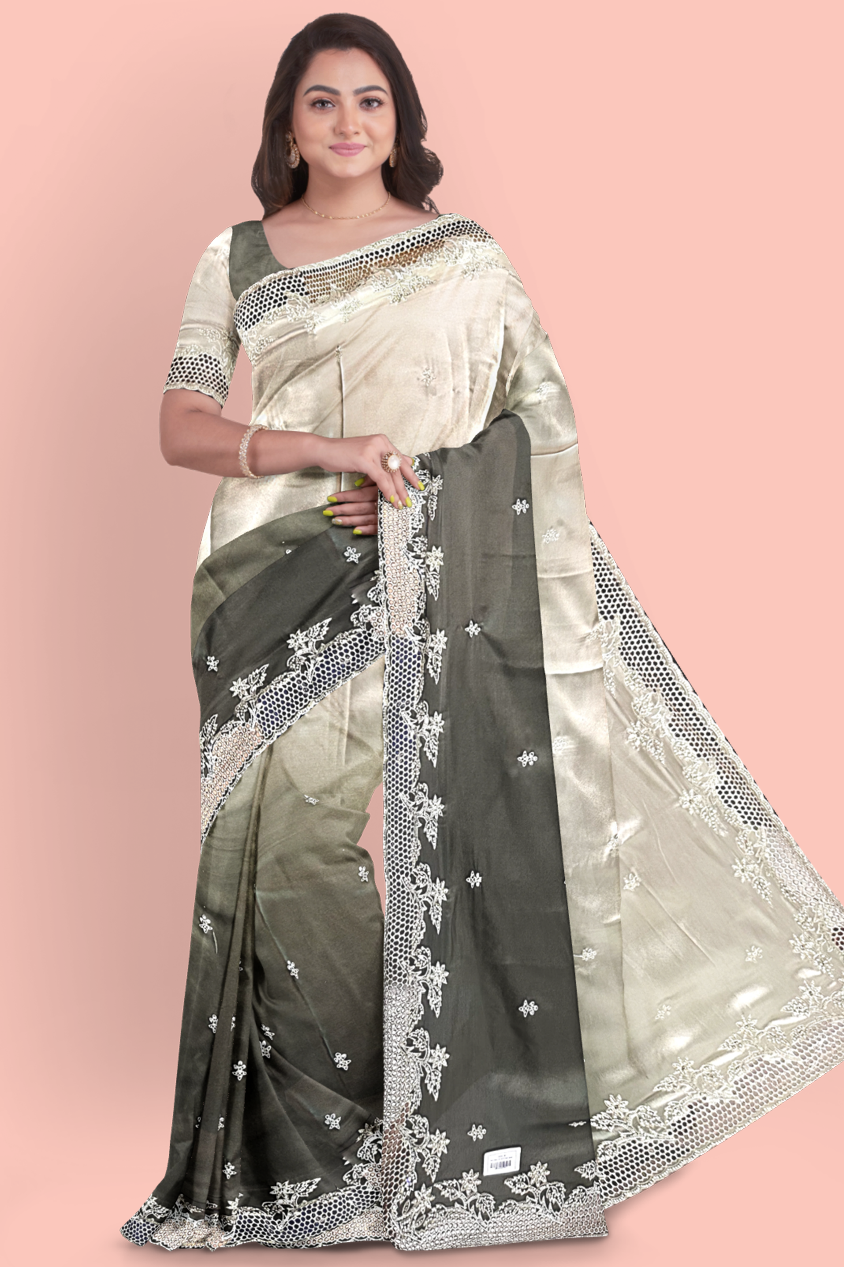 Fancy Dual Color Satin Saree