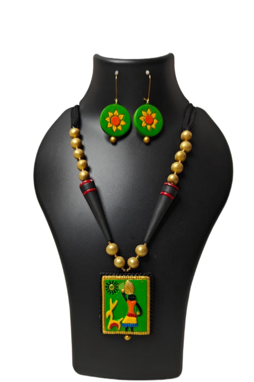 Festive Terracotta Jewellery Set 37 – Style 1 | Hand-Painted Terracotta | Bong Trendz
