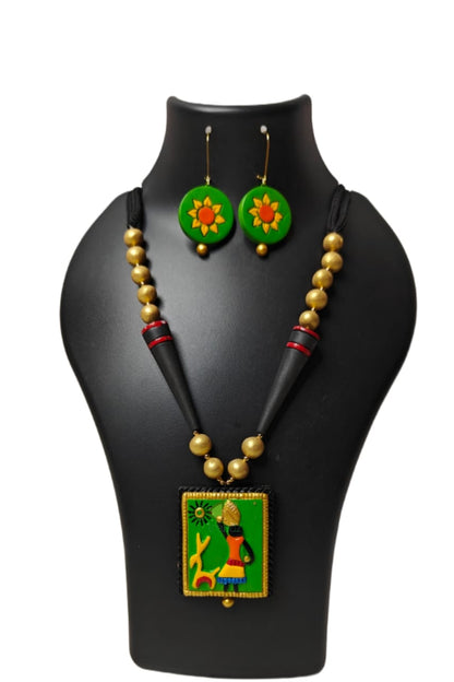 Festive Terracotta Jewellery Set 37 – Style 1 | Hand-Painted Terracotta | Bong Trendz