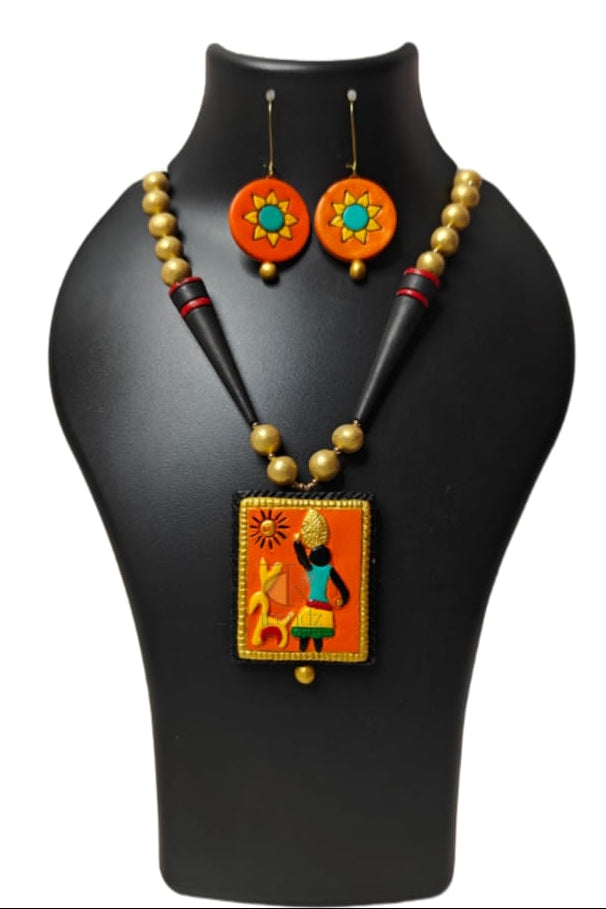 Festive Terracotta Jewellery Set 37 – Style 2 | Hand-Painted Terracotta | Bong Trendz
