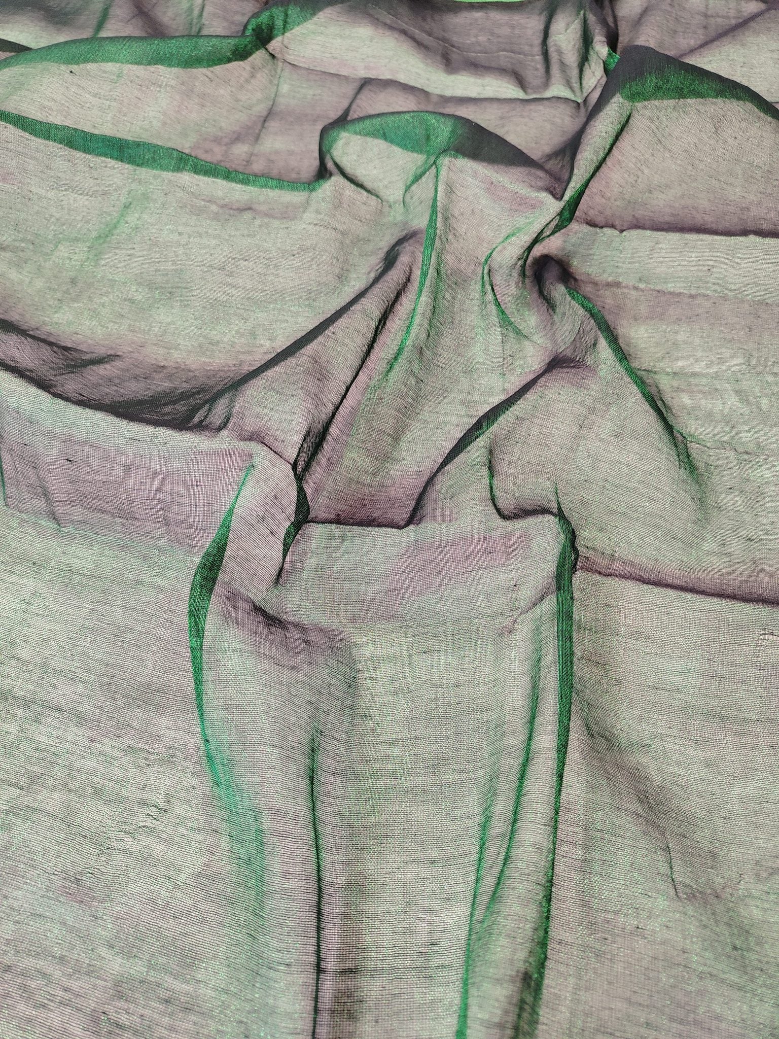 Exclusive New Trending Raga Tissue Less Border Saree (With Blouse Piece) in Green fabric texture - Bong Trendz