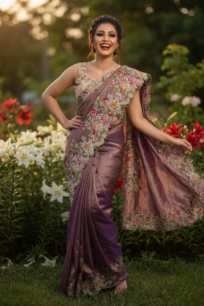 Bagicha Tissue Silk Saree – View 9 | Bong Trendz