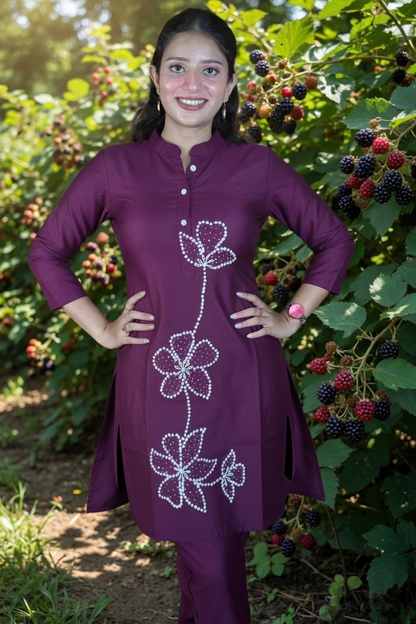 Gatt Design Kurti & Pant Co-Ord Set in Vertican Silk – View 3 | Bong Trendz