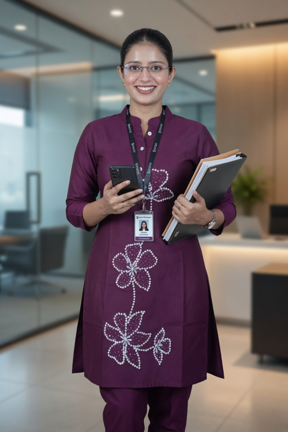 Gatt Design Kurti & Pant Co-Ord Set in Vertican Silk – View 2 | Bong Trendz