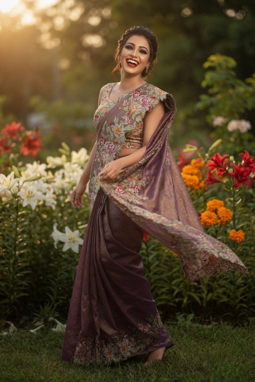 Bagicha Tissue Silk Saree – View 10 | Bong Trendz
