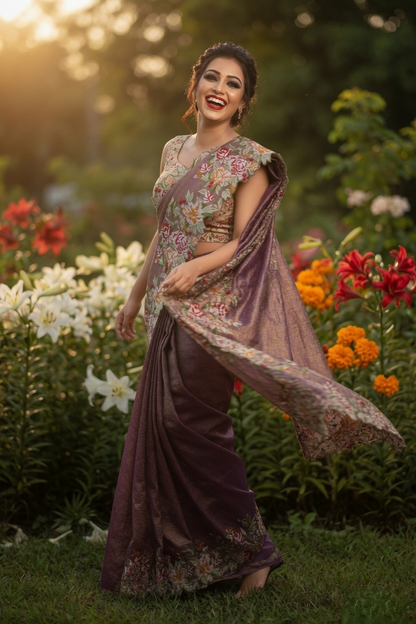 Bagicha Tissue Silk Saree – View 10 | Bong Trendz