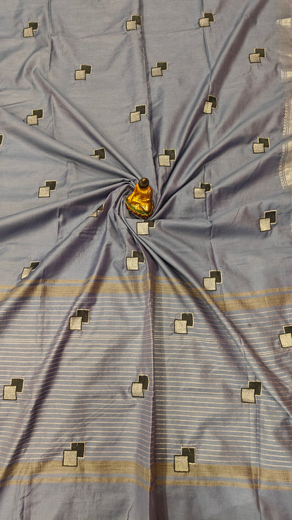 Inbox Bhagalpuri Semi Silk Saree – Grey | Bhagalpuri Silk Saree | Bong Trendz