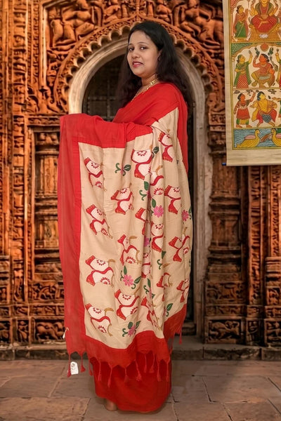 Kantha Stitch Applique Handloom Saree | Bong Trendz