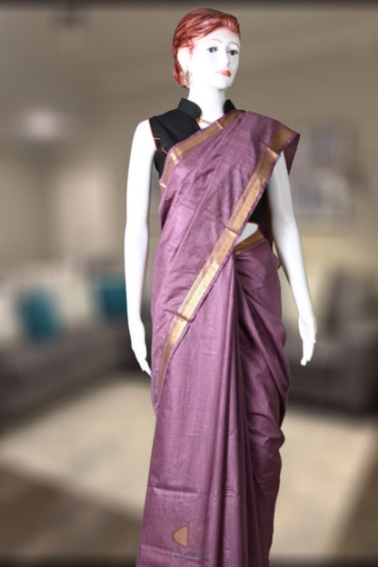 Mangalgiri Fancy Saree – Yellow Side View | Saree Online | Bong Trendz