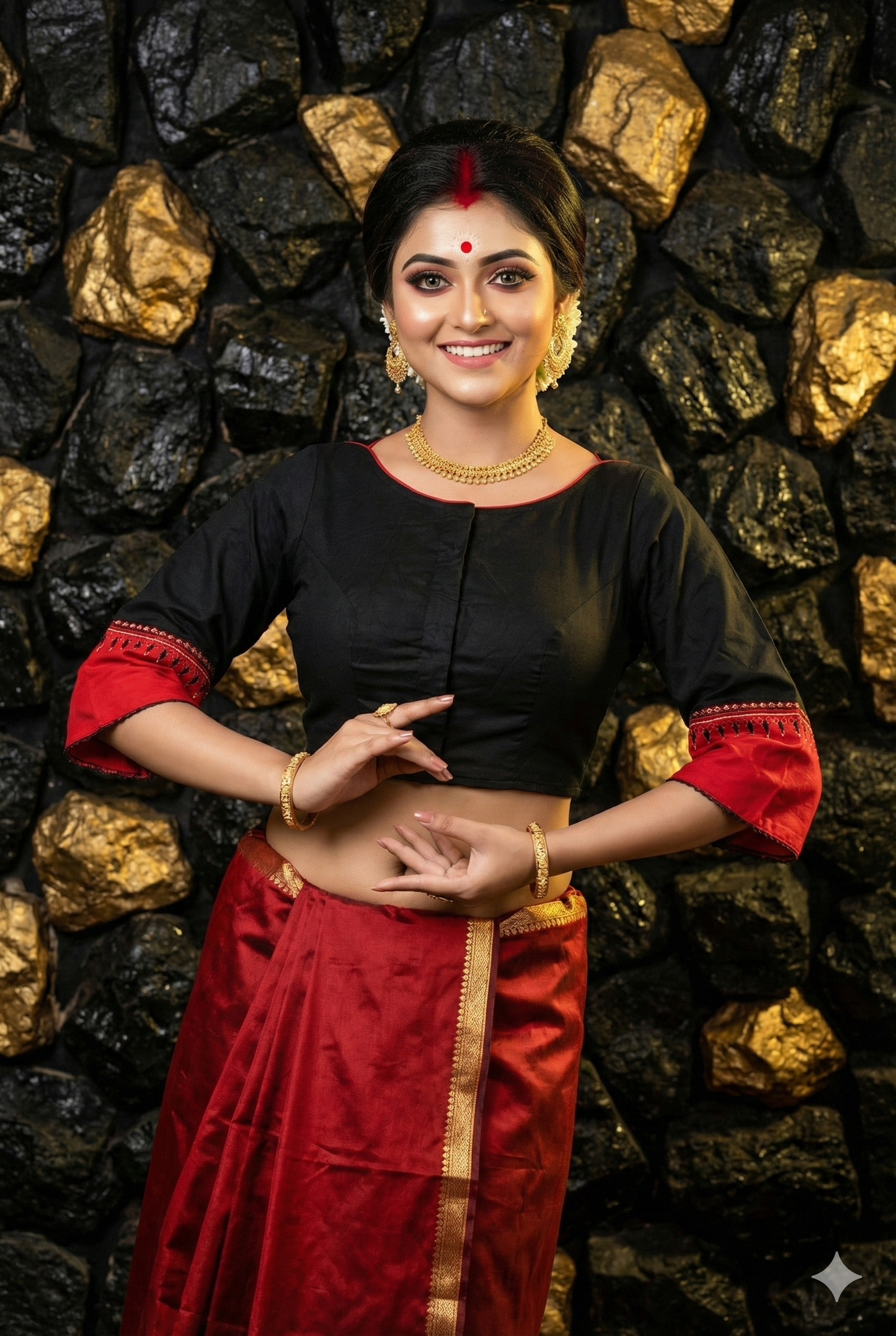 Monami Black Embroidery Blouse – front view | Bong Trendz