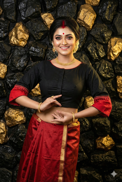 Monami Black Embroidery Blouse – front view | Bong Trendz