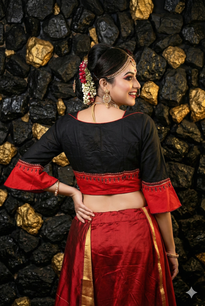 Monami Black Embroidery Blouse – embroidery close-up | Bong Trendz