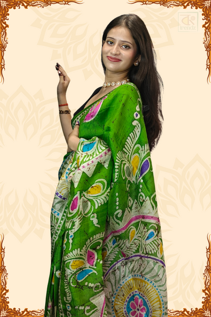 Murshidabad Printed Pure Silk Saree – Style 3 | Pure Silk Saree Bengal | Bong Trendz