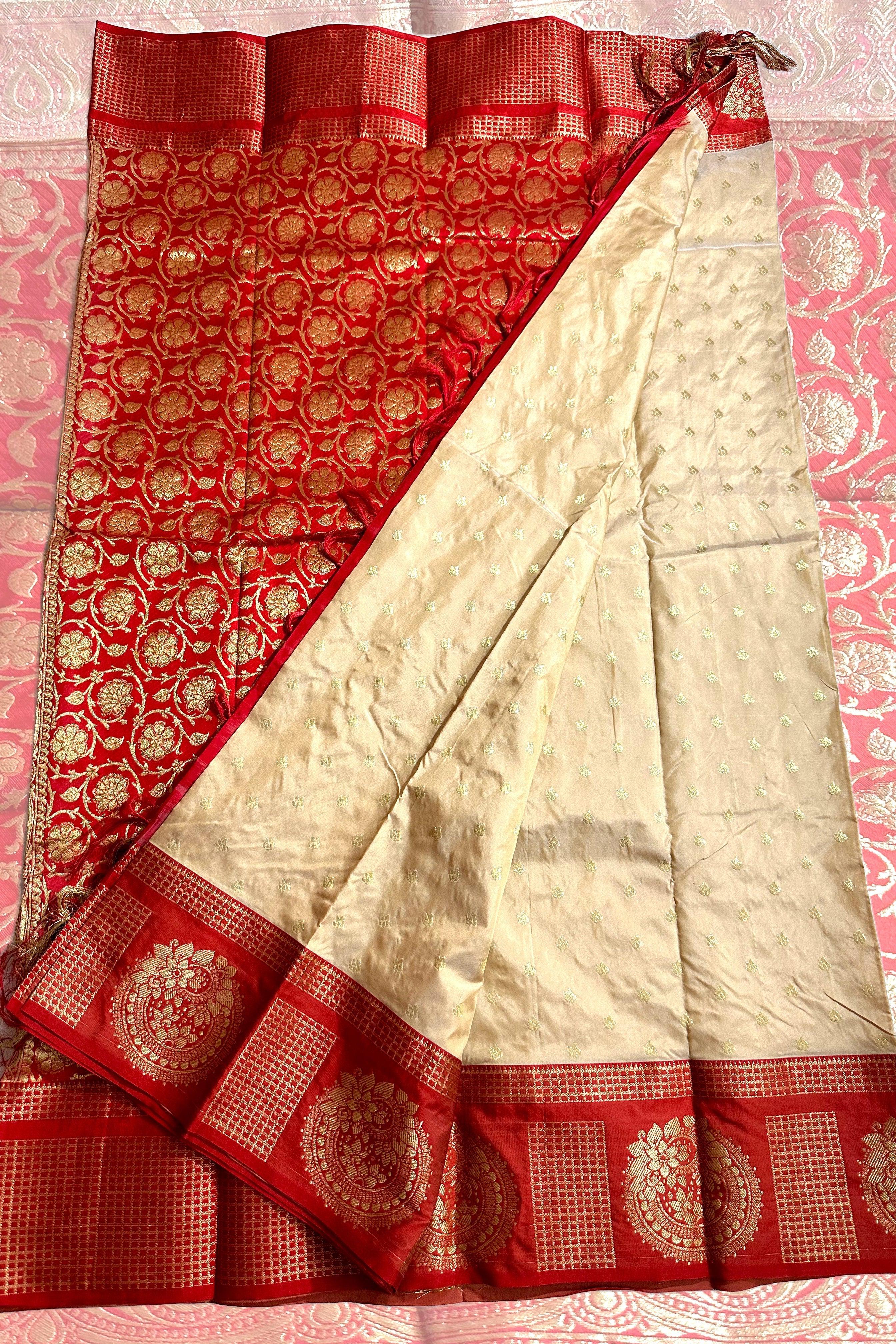 Red & White Silk Kanjeevaram Saree Design by Label GehnaSamah at Pernia's  Pop Up Shop 2024