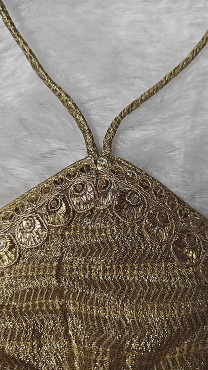 Golden Shimmer Silk Readymade Blouse | Universal Match for Sarees | Padded