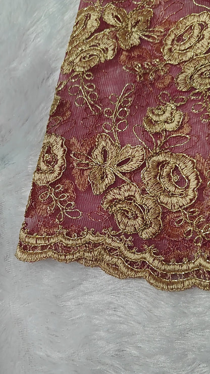 Golden Zari Bridal Designer Blouse with Sheer Net Sleeves | Maggam Work | Readymade