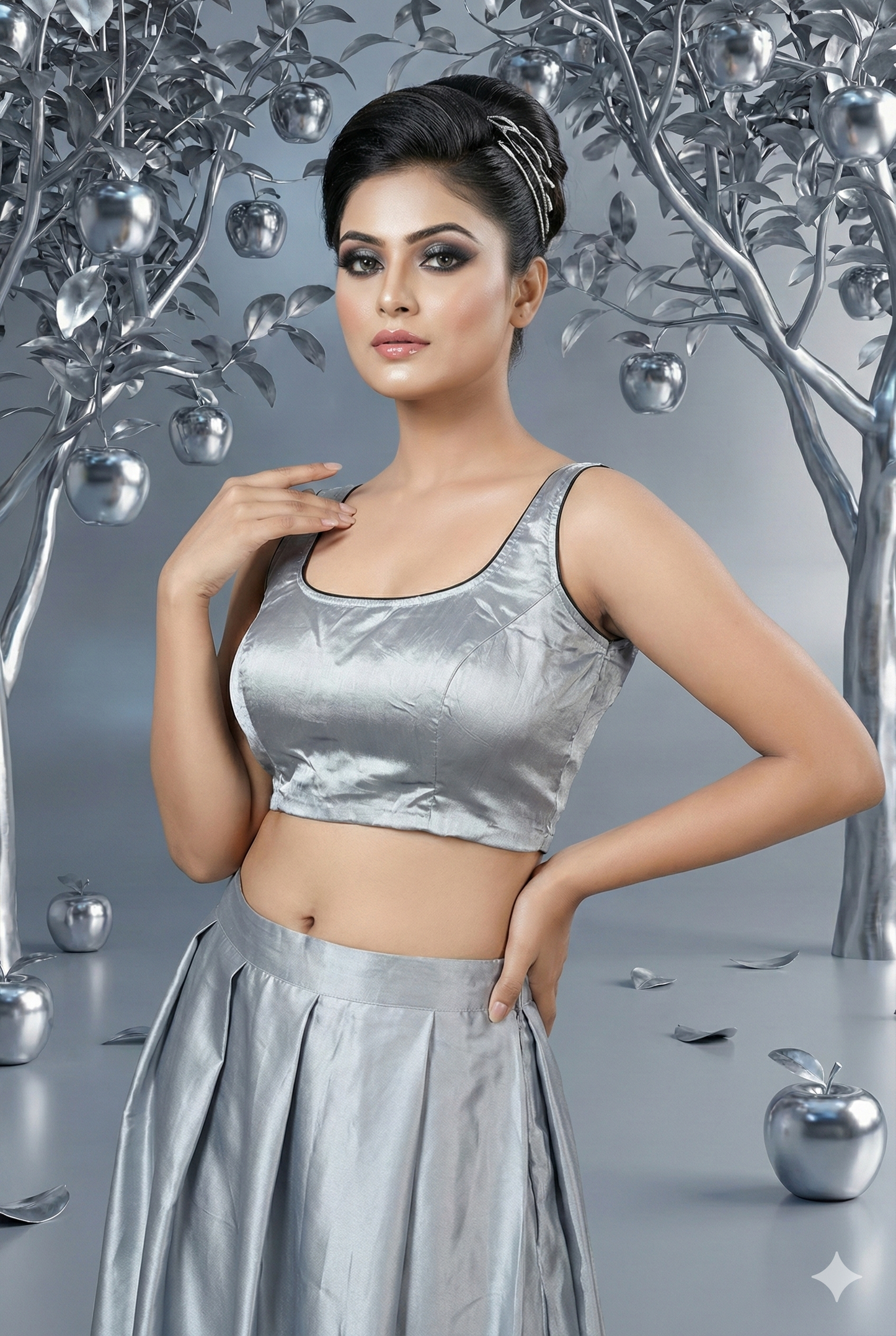 Satin Designer Sleeveless Blouse - Image 1 | Bong Trendz