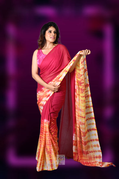 Shibori Cotton Handloom Saree | Soft Daily Wear | Bong Trendz