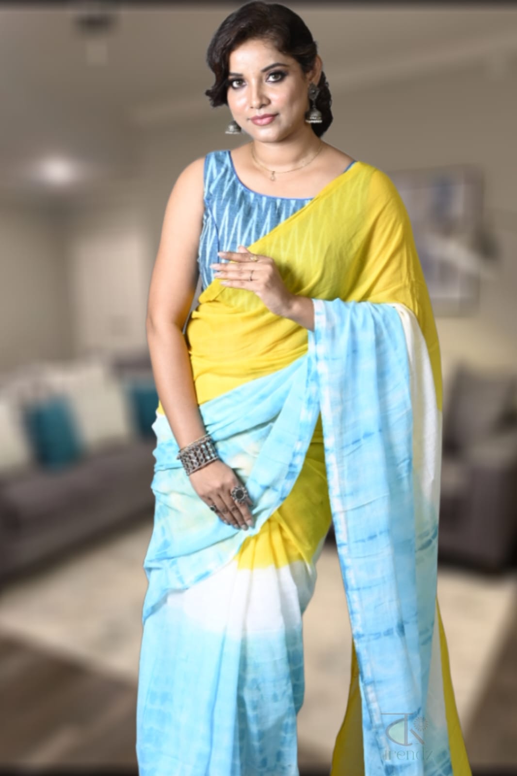 Shibori Cotton Handloom Saree – Side View | Handloom Saree Online | Bong Trendz