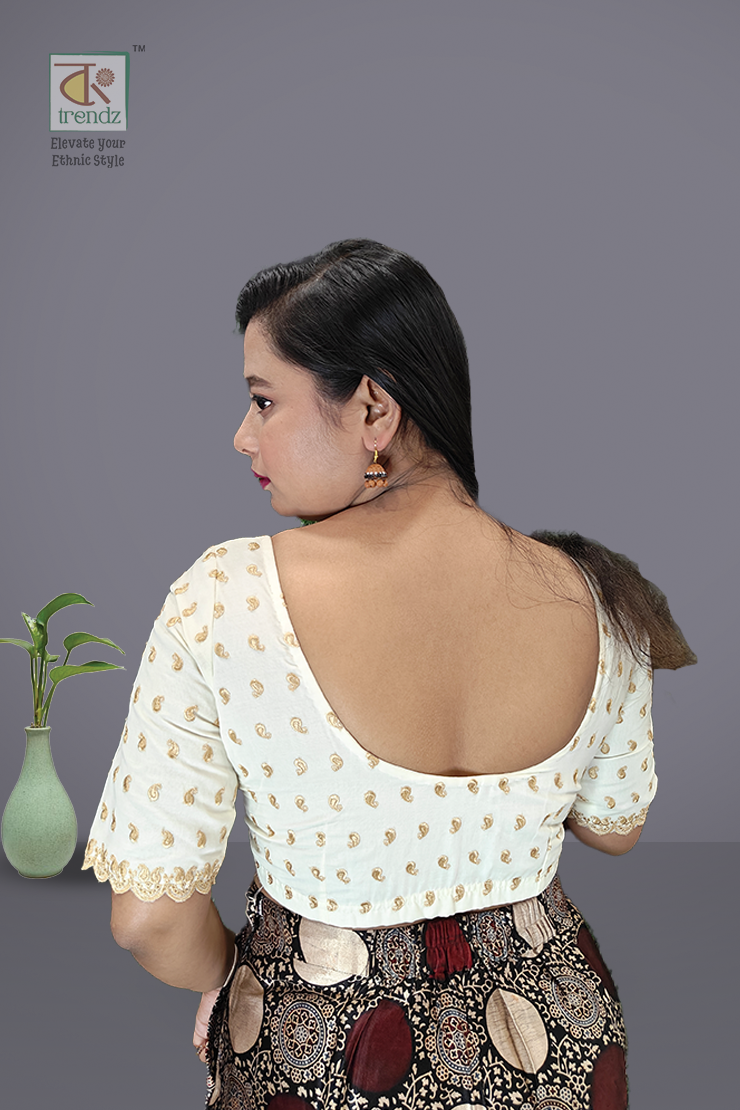 Sornali Cotton Blouse – Side View | Cotton Blouse for Saree | Bong Trendz