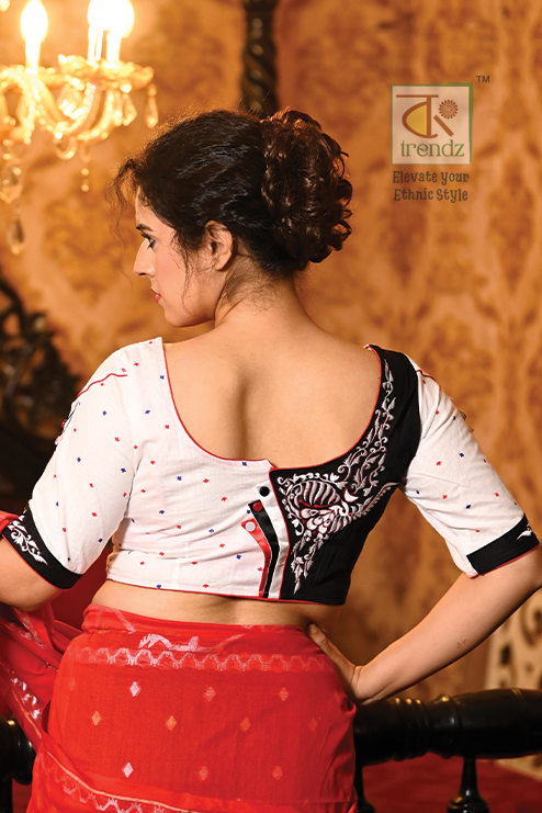 Sundori Cotton Blouse – Size 36 Side View | Cotton Designer Blouse | Bong Trendz