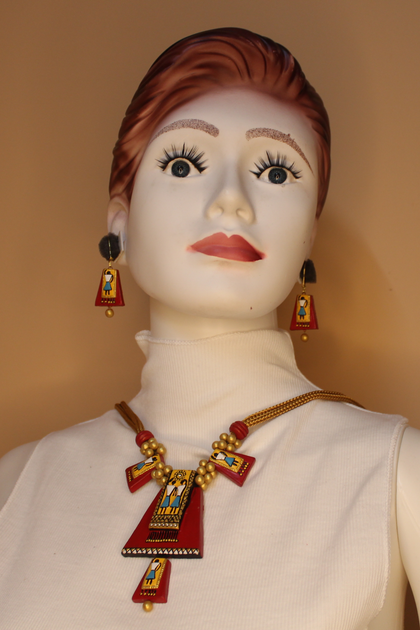 Temple-Inspired Terracotta Jewellery Set 6 – Red | Bong Trendz